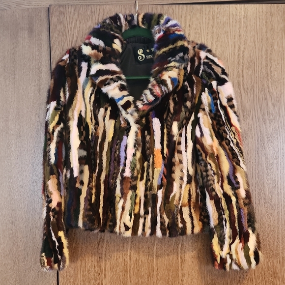 Jackets & Blazers - RARE- Mink Fur Multicolour Jacket -vintage